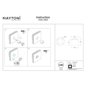 Recessed LED Light IP65 3000K 3W Black O036-L3B3K
