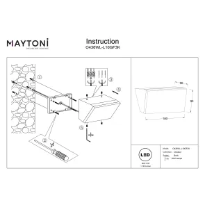 Wall LED Light IP54 3000K 10W Graphite O436WL-L10GF3K
