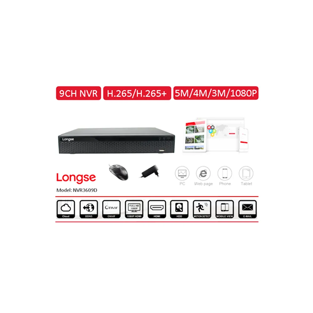 LONGSE NVR Longse recorder 9ch h.265 HDMI - NVR3609D
