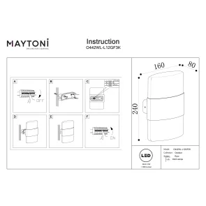 LED outdoor wall light 12W 3000K graphite IP54 MAYTONI O442WL-L12GF3K