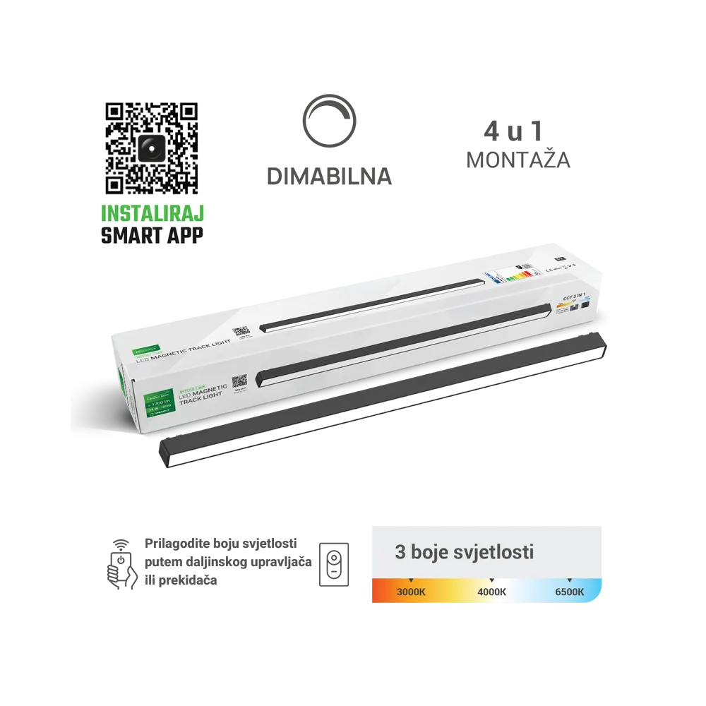 GREEN TECH LED magnetna svetilka MYSTYLE 24W, 3CCT, zatemnitev