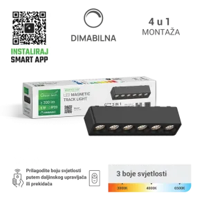 GREEN TECH LED magnetna svetilka MYSTYLE 6W, 3CCT, Zatemnitev