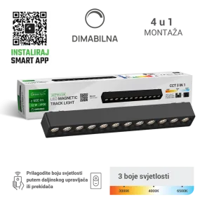 GREEN TECH LED magnetna svetilka GREEN TECH MYSTYLE 12W, 3CCT, Dim.