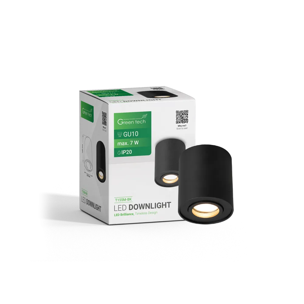 GREEN TECH Upgrade Lamp Green Tech, black color, GU10 socket - T155M-BK