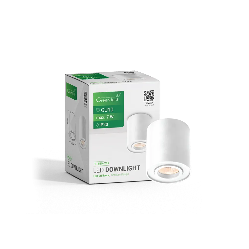 GREEN TECH Nadgradna svjetiljka Green Tech, bela barva, grlo GU10 - T155M-WH