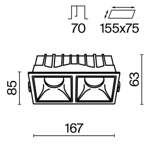 Vgradna svetilka DL043-02-15W3K-SQ-WB
