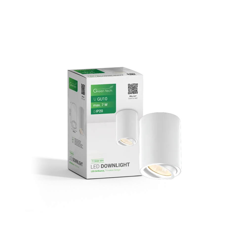 GREEN TECH Nadgradna svjetiljka Green Tech, bela barva, grlo GU10 - T156M-WH