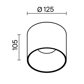 Ceiling luminaire C064CL-01-25W4K-RD-WB