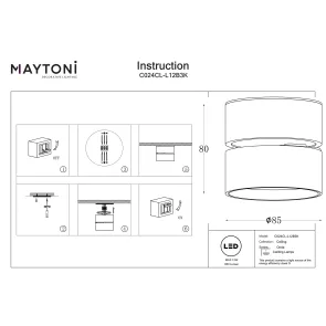 Ceiling luminaire C024CL-L12B3K