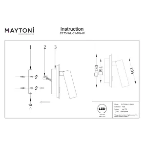 Wall luminaire C175-WL-01-6W-W