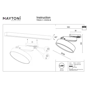 Track luminaire TR043-1-12W3K-B