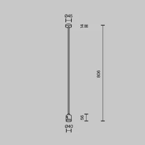 Ceiling mount 760mm with direct power connector "Flarity" brass TRA159C-IPCL1-BS