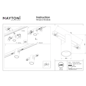 Magnetic track light TR122-4-7W-DS-B
