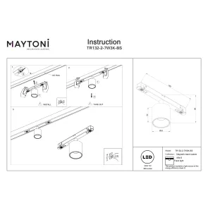 Magnetna tirna svetilka LED 6W 3000K črna/medenina MAYTONI TR132-2-7W3K-BS