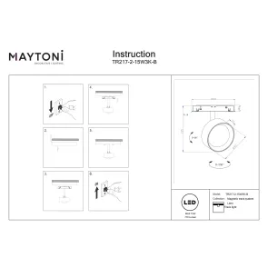 Magnetic track light TR217-2-15W3K-B