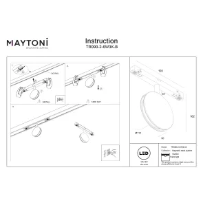 Magnetic track light TR090-2-6W3K-B
