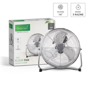 GREEN TECH Talni ventilator Green Tech 70W, 14", bakreni motor, krom barva - FE-35