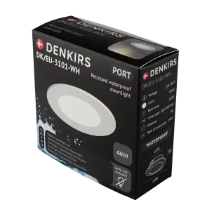 Recessed GU10 IP65 ceiling light white DK-EU-3101-WH