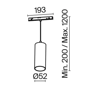 Pendant track luminaire TR041-4-12WTW-DD-B