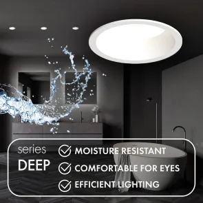 Recessed waterproof ceiling light for GU10 bulb.