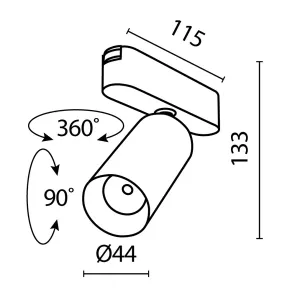 Magnetic track light TR103-1-12W4K-M-B