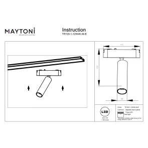 Magnetic track light TR103-1-12W4K-M-B