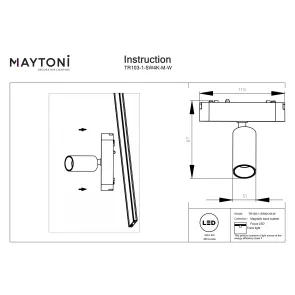 Magnetic track light TR103-1-5W4K-M-W