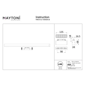 Magnetic track light TR014-2-10W3K-B