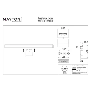 Track luminaire TR015-2-10W3K-B