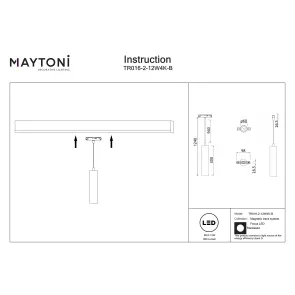Pendant track luminaire TR016-2-12W4K-B