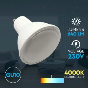 LED žarnice GU10 – komplet 10 kosov, 8W, 4000K