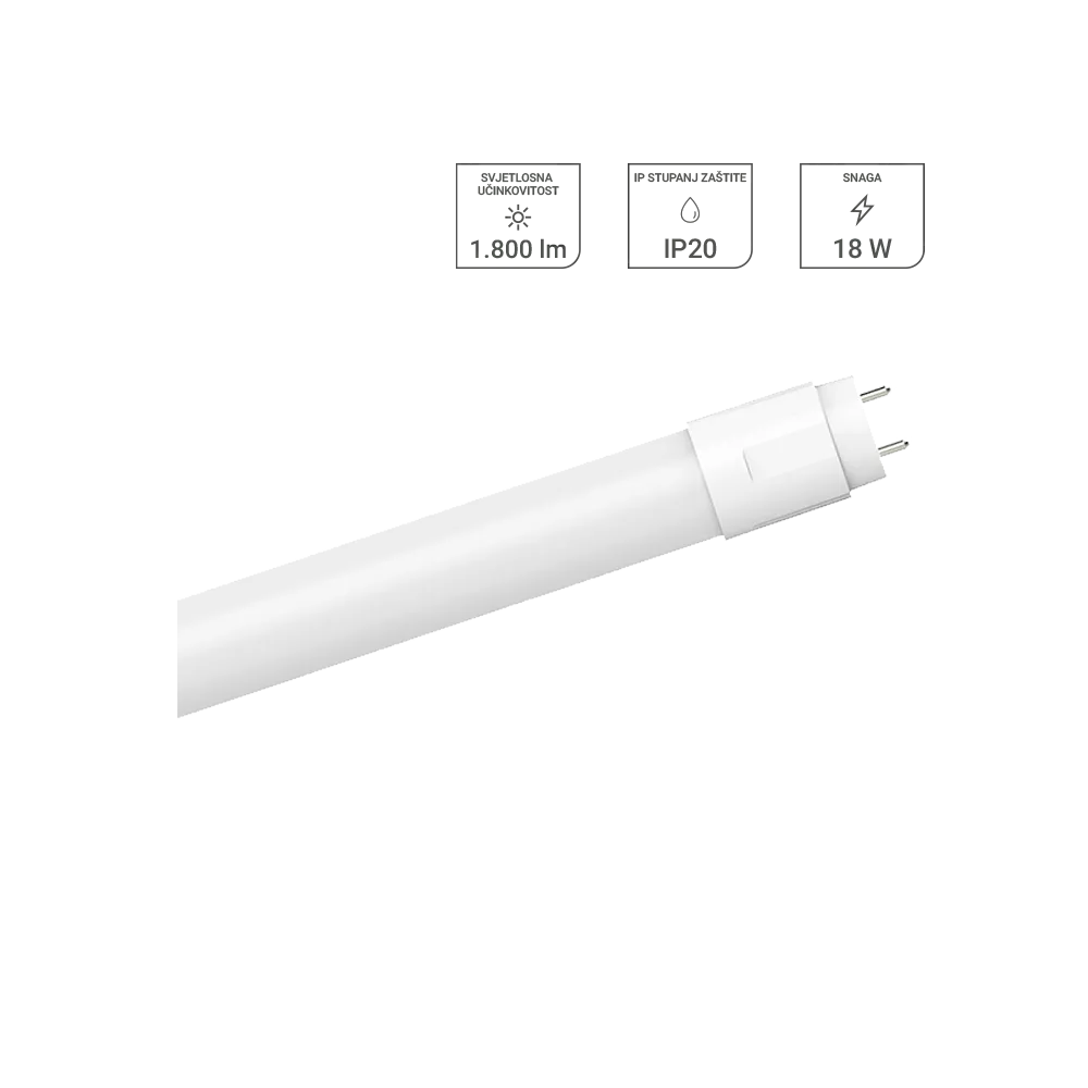 GREEN TECH LED tube Green Tech 120cm, 18W, 6000K, with starter - T8-G3-18W-CW
