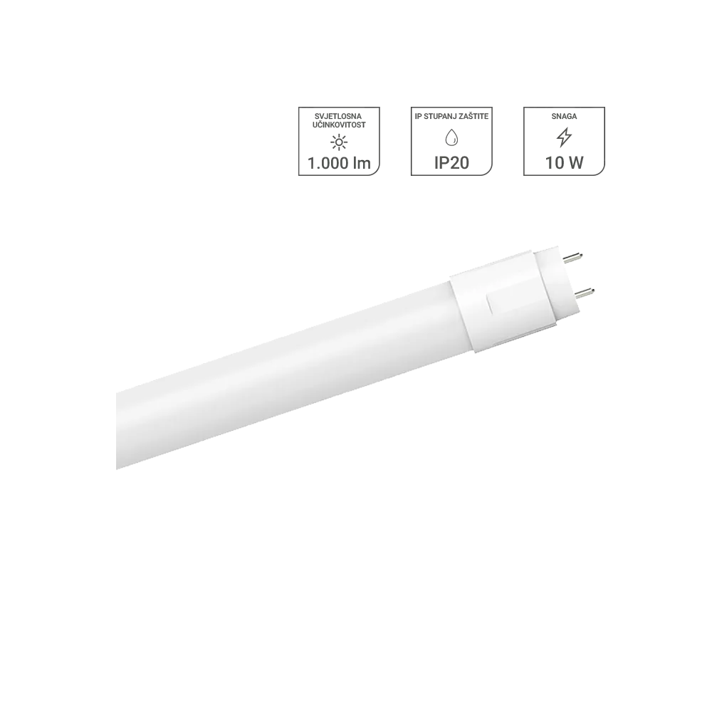 GREEN TECH LED Tube Green Tech 60cm, 10W, 6000K, with starter - T8-G3-10W-CW