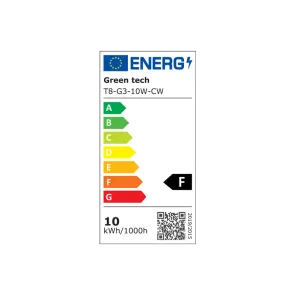 GREEN TECH LED Tube Green Tech 60cm, 10W, 6000K, with starter - T8-G3-10W-CW