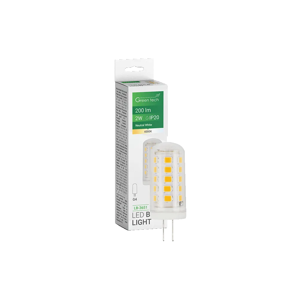 GREEN TECH LED žarnica Green Tech 2W, 4000K, G4, Flux: 200 lm, IP20, San`an čip - LB-3651