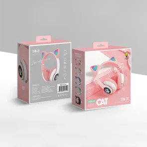 OEM Cat Ear Headphones STN-28 for Kids, wireless, pink + white - STN-28-PNWH