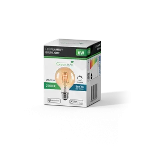 GREEN TECH LED filamentska žarulja Green Tech 6W, 2700K, E27, AC220V, G95, amber, dimabilna - LFB-3310