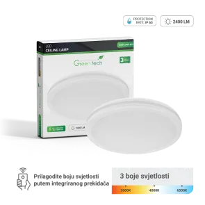 GREEN TECH LED stropna svetilka Green Tech 24W, 3CCT, 30 cm, IP65, bela - CWK-24W-WH