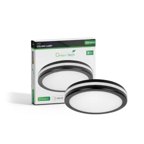 GREEN TECH LED ceiling light Green Tech 24W, 3CCT, 30 cm, IP65, black - CWK-24W-BK