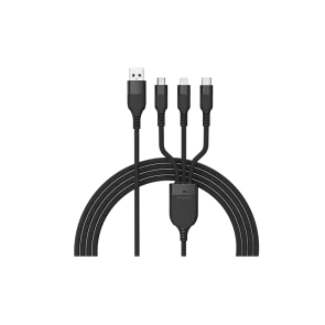 GIGATECH USB C na mikro, C in lightning kabel Gigatech C55 6 v 1, 1,2m, črn