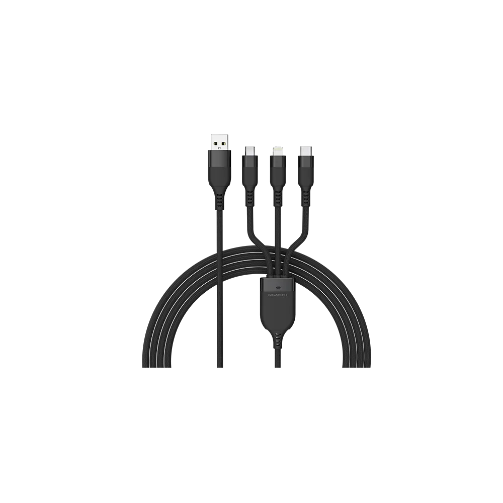 GIGATECH USB Type-C to Micro, Type-C and Lightning Cable Gigatech C55 6 in 1, 1.2m, black