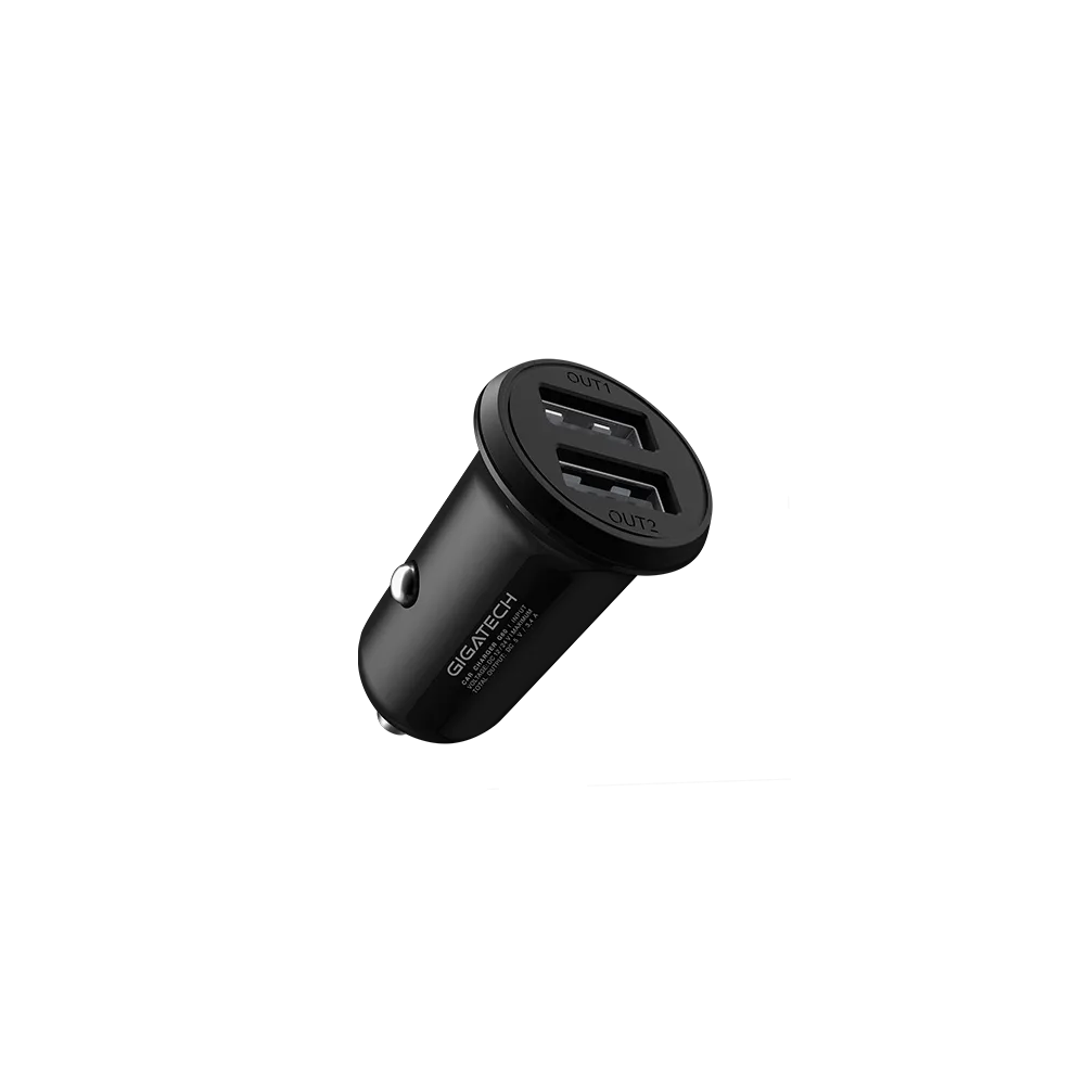 GIGATECH Universal car charger for smartphone Gigatech G60, 2xUSB output, black
