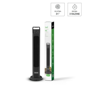 GREEN TECH Ventilator stopnja Green Tech 50W, 31", časovnik, črna barva - TST08-A1-BK