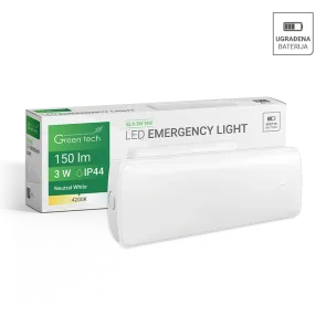 GREEN TECH LED emergency lighting lamp Green Tech 3W, 4200K, IP44 - ELX-3W-NW