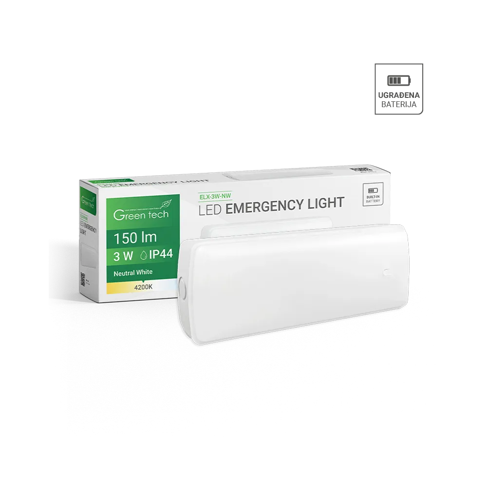 GREEN TECH LED svetilka za nujno razsvetljavo Green Tech 3W, 4200K, IP44 - ELX-3W-NW