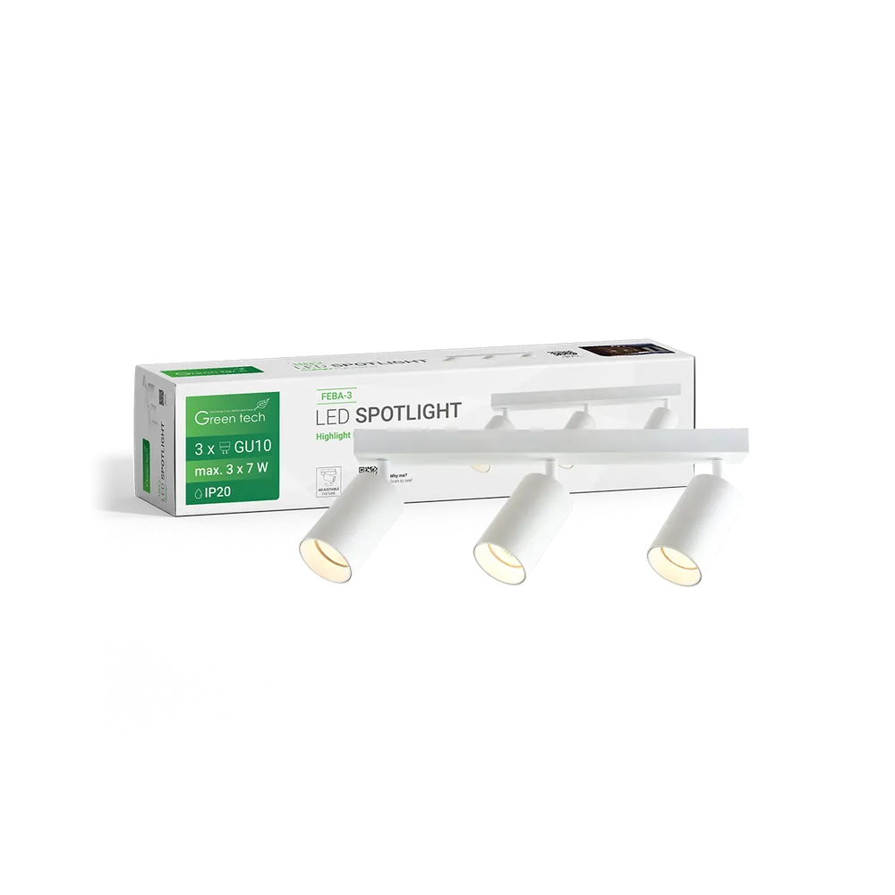 GREEN TECH LED reflektor Green Tech, GU10 X 3 kosi, bela barva - FEBA-3