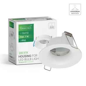 GREEN TECH Ohišje za LED žarnico Green Tech, GU10, IP65, bela barva, 85 mm - DWC-R1W