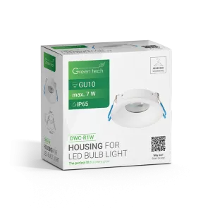 GREEN TECH Ohišje za LED žarnico Green Tech, GU10, IP65, bela barva, 85 mm - DWC-R1W