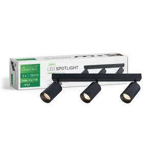 GREEN TECH LED spotlight Green Tech, GU10 X 3 pcs, black color - ZARA-3