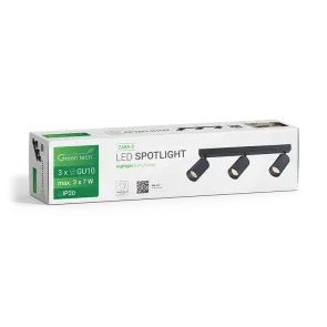 GREEN TECH LED reflektor Green Tech, GU10 X 3 kosi, črna barva - ZARA-3